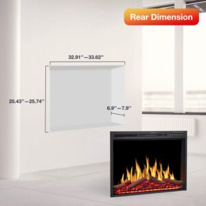 R.W.FLAME 34" Electric Fireplace Insert Adjuatble Flame Colors, Log Colors, Flame Speed and Brightness, Remote Control, 750W/1500W(34"x26")