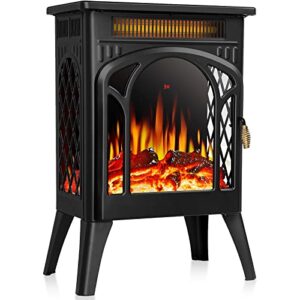 antarctic star 16 inch electric fireplace, freestanding fireplace stove with 3d flame effect, small electric fireplace heaters for indoor use with remote, temperature adjustment, etl certified, black…