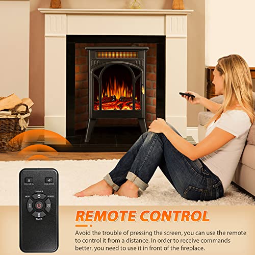 Antarctic Star 16 Inch Electric Fireplace, Freestanding Fireplace Stove with 3D Flame Effect, Small Electric Fireplace Heaters for Indoor Use with Remote, Temperature Adjustment, ETL Certified, Black…