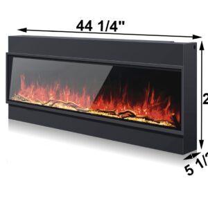 Electric Fireplace Heater 96" WiFi -Enabled Built-in Recessed Fireplace Unit with 251 Realistic Flame Color Combinations, Single-Sided 1500/750 Watt Heat Fire Place Insert Linear (44" Slim)