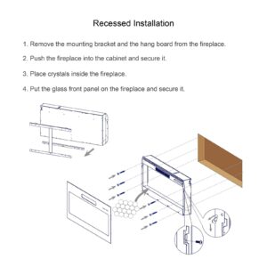 60 Inch Ultra-Thin Electric Fireplace, Recessed and Wall Mounted Fireplace, LED Light Heater with Remote Control, Tempered Glass Front Electric Fireplace with Multi Color Flame & Emberbed (60 inch)