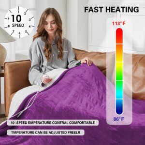 BOMOVA Heated Electric Blanket Full Size, 72" x 84" Heating Blanket with 10 Heating Levels & 8 Hours Auto Off, Super Cozy Soft Sherpa Blanket with Fast Heating Overheating Protection, Machine Washable