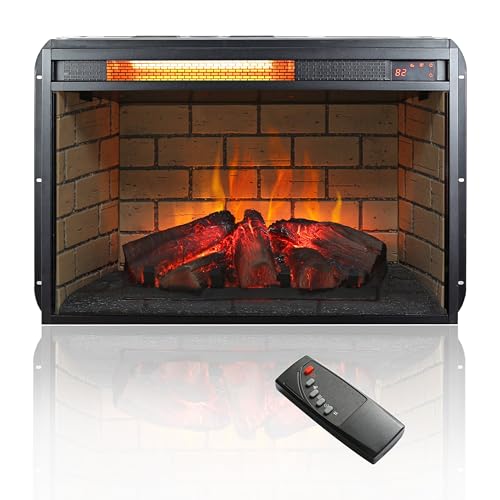 26" Electric Fireplace Insert- Woodlog Version with Brick