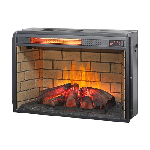 26" Electric Fireplace Insert- Woodlog Version with Brick