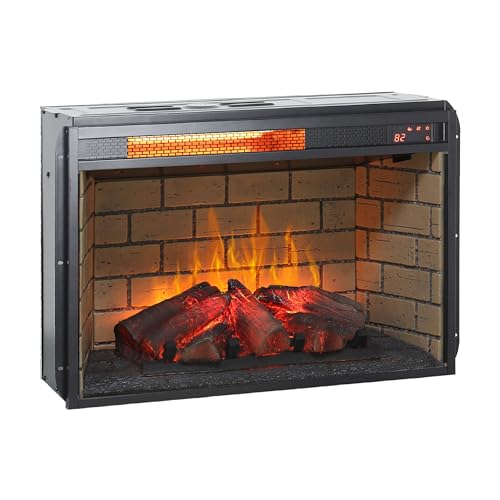 26" Electric Fireplace Insert- Woodlog Version with Brick