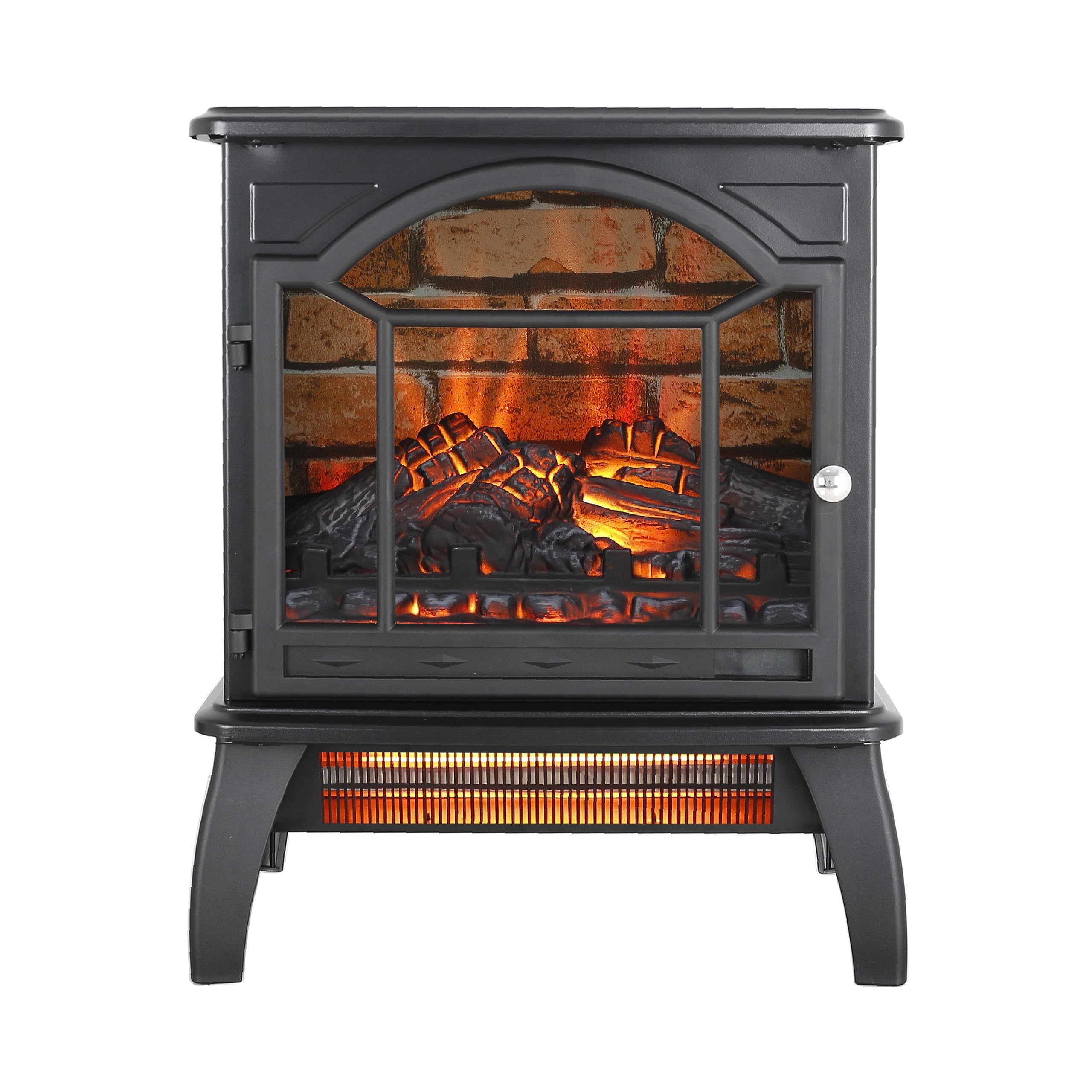 Electric Fireplace Infrared Heater with Remote Control, 18" Electric Fireplaces with Adjustable Brightness and Heating, 1500W Freestanding 3D Electric Fireplace Stove for Indoor Use, Black