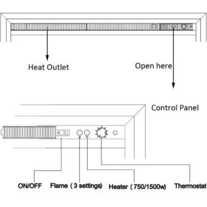 RICHFLAME Gavin Electric Fireplace Insert with Log Speaker, Designed for Stud, Wood Burning Opening, Cabinet & Wood Mantel, Remote Control, 750/1500W, Black, 33 5/64 Inches Wide, 21 Inches High