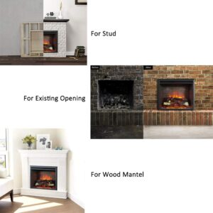 RICHFLAME Gavin Electric Fireplace Insert with Log Speaker, Designed for Stud, Wood Burning Opening, Cabinet & Wood Mantel, Remote Control, 750/1500W, Black, 33 5/64 Inches Wide, 21 Inches High