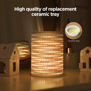 Enaroma Wax Melt Warmer Ceramic Oil Burner with Led Coloful Changing Electric Candle Wax Melter with Silicone Removeable Tray Liners for Home Office Bedroom