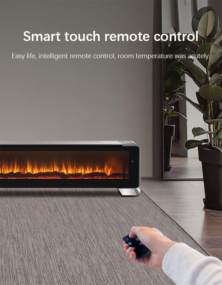 Kataou Wardrobe Skirting Whole House Rapid Heat 3D Fire Fireplace Touch Remote Smart Home Heaters Electrical Heater for Room (Size : Modelo mecánico)