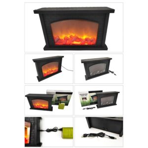 Simulated Fireplace Light, Electric Fire Simulated Charcoal Fireplace Lamp for Indoor Cozy Fake LED Fireplace Lantern Flame Artificial Fire Lights USB/Battery Powered Fireplace Christmas Decorations