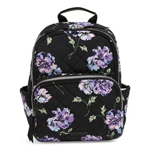 vera bradley women's performance twill small backpack, floating plum pansies, one size