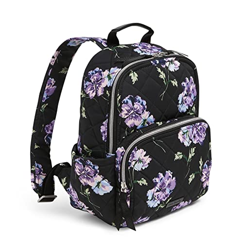 Vera Bradley Women's Performance Twill Small Backpack, Floating Plum Pansies, One Size