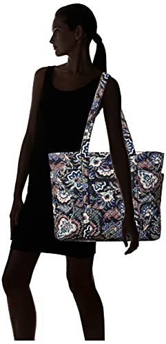 Vera Bradley Women's Cotton Deluxe Vera Tote Bag, Java Navy Camo - Recycled Cotton, One Size