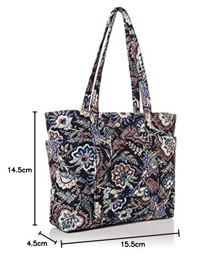 Vera Bradley Women's Cotton Deluxe Vera Tote Bag, Java Navy Camo - Recycled Cotton, One Size