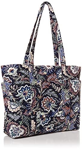 Vera Bradley Women's Cotton Deluxe Vera Tote Bag, Java Navy Camo - Recycled Cotton, One Size