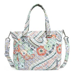 vera bradley women's cotton multi-strap shoulder satchel purse, citrus paisley - recycled cotton, one size