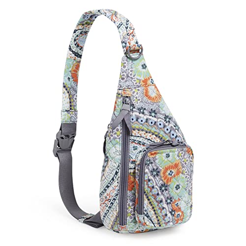 Vera Bradley Women's Cotton Mini Sling Backpack, Citrus Paisley - Recycled Cotton, One Size