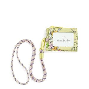 vera bradley women's recycled lighten up reactive lanyard card case with rfid protection, sunlit garden, one size