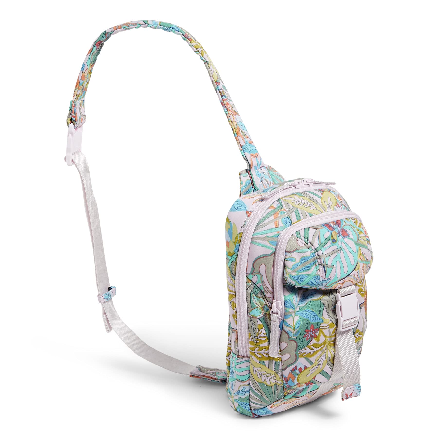 Vera Bradley Women's Cotton Utility Sling Backpack, Rain Forest Canopy - Recycled Cotton, One Size