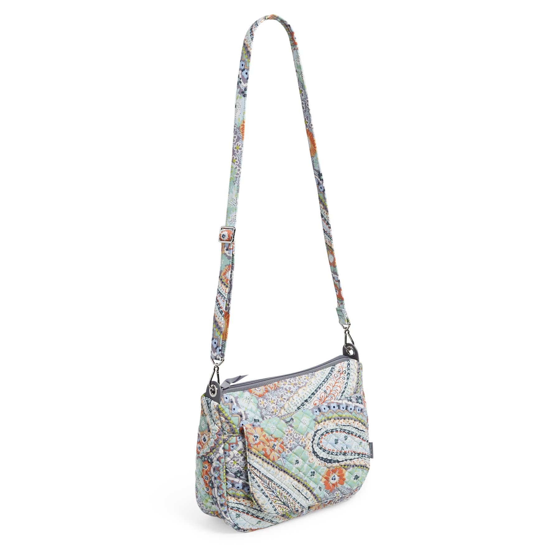 Vera Bradley Women's Cotton Carson Shoulder Bag Crossbody Purse, Citrus Paisley - Recycled Cotton, One Size