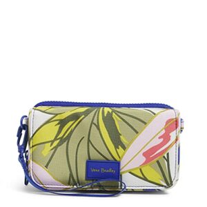 vera bradley women's recycled lighten up reactive compact crossbody purse with rfid protection, rain forest leaves, one size