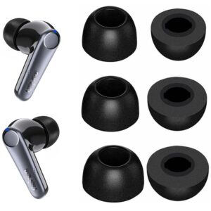 jnsa memory foam ear tips noise canceling foam ear tip compatible with earfun air pro 3 / air pro 2 / earfun air, no silicone eartips pain, fit in charging case, 3 pairs (s/m/l, black) 214efb3