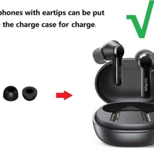 JNSA Memory Foam Ear Tips Noise Canceling Foam Ear Tip Compatible with EarFun Air Pro 3 / Air Pro 2 / EarFun Air, No Silicone Eartips Pain, Fit in Charging Case, 3 Pairs (S/M/L, Black) 214efb3