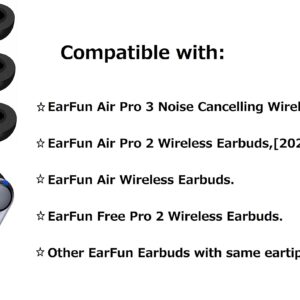 JNSA Memory Foam Ear Tips Noise Canceling Foam Ear Tip Compatible with EarFun Air Pro 3 / Air Pro 2 / EarFun Air, No Silicone Eartips Pain, Fit in Charging Case, 3 Pairs (S/M/L, Black) 214efb3