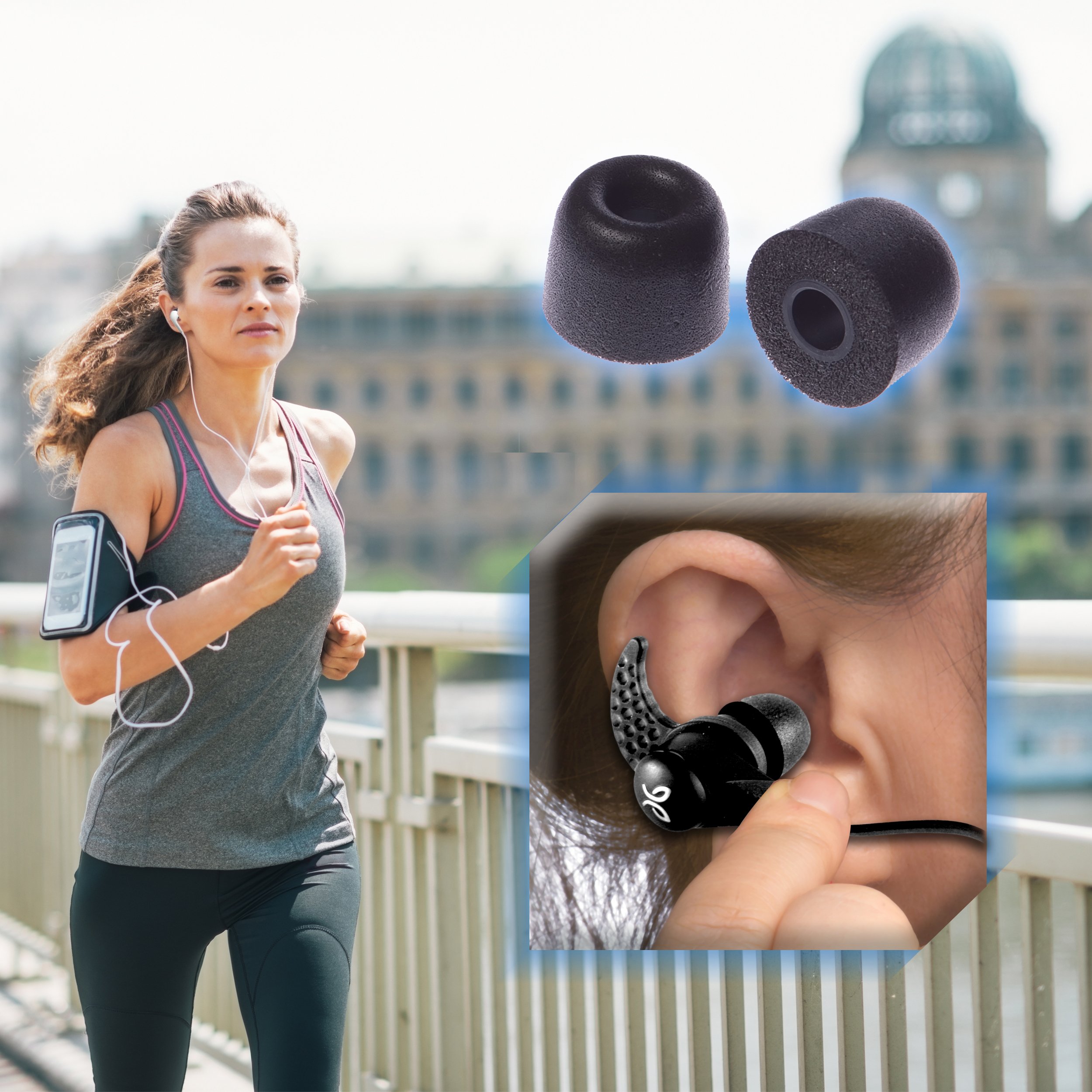 Earbud Foam Tips with Protective Case - Sports Earphone TIp - 5 Pairs 10 Pieces - Medium Multi-Color