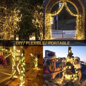 SUDDUS 33ft 100 LED Outdoor String Lights, Warm White Fairy Lights Battery Operated with Remote, Led Twinkle Lights for Bedroom, Dorm, Backyard, Wedding, Tree, Mason Jar, Wall, Christmas