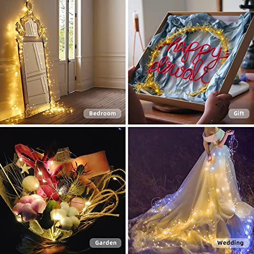 Fairy Lights Battery Operated Firefly Twinkle String Lights Mini 6Pack Cooper Wire 6.6ft 20L Indoor Waterproof for Bedroom Christmas Easter Halloween Parties Wedding (Warm White)