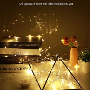 Mikasol Fairy String Lights, 1 Packs Led Fairy Lights Battery Operated Waterproof Copper Wire with Remote Control Fairy Lights for Bedroom. Firefly Lights Christmas Lights 8 Modes (16.4 ft/Warm White)