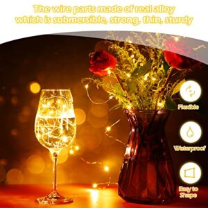 100 Pack Fairy Lights Battery Operated 3 Speed Modes, 7 Ft/ 2 M 20 LED Battery String Mini Lights Waterproof Wire Twinkle Lights Party Favors for Wedding Birthday Vases Flower Decor (Warm Light)