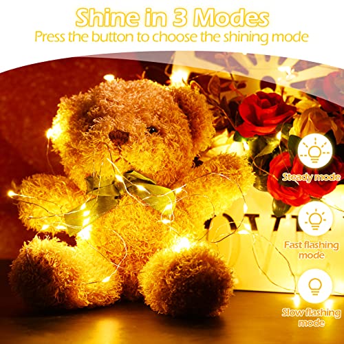 100 Pack Fairy Lights Battery Operated 3 Speed Modes, 7 Ft/ 2 M 20 LED Battery String Mini Lights Waterproof Wire Twinkle Lights Party Favors for Wedding Birthday Vases Flower Decor (Warm Light)