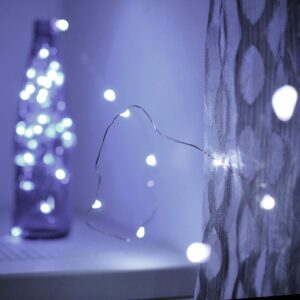 Ariceleo Led Fairy Lights Battery Operated, 1 Pack Mini Battery Powered Copper Wire Starry Fairy Lights for Bedroom, Christmas, Parties, Wedding, Centerpiece, Decoration (5m/16ft Cool White)