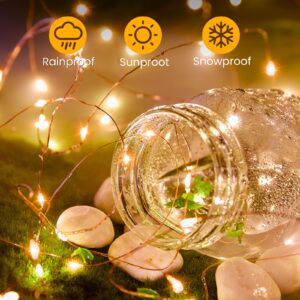 Fairy Lights Battery Operated, 4 Pack 33FT 100 LEDs Mini Battery Powered String Lights, Waterproof Copper Wire Twinkle Lights Mason Jar Lights for Indoor Home Wedding Christmas Decoration, Warm White