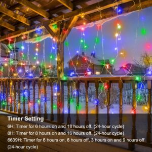 Battery Operated Christmas String Lights, Warm White & Multi-Color Changing 100 LED Fairy Lights 33Ft Clear Wire with Remote Timer Christmas Lights for Outdoor Indoor Xmas Tree Festive Decorations