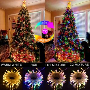 Battery Operated Christmas String Lights, Warm White & Multi-Color Changing 100 LED Fairy Lights 33Ft Clear Wire with Remote Timer Christmas Lights for Outdoor Indoor Xmas Tree Festive Decorations