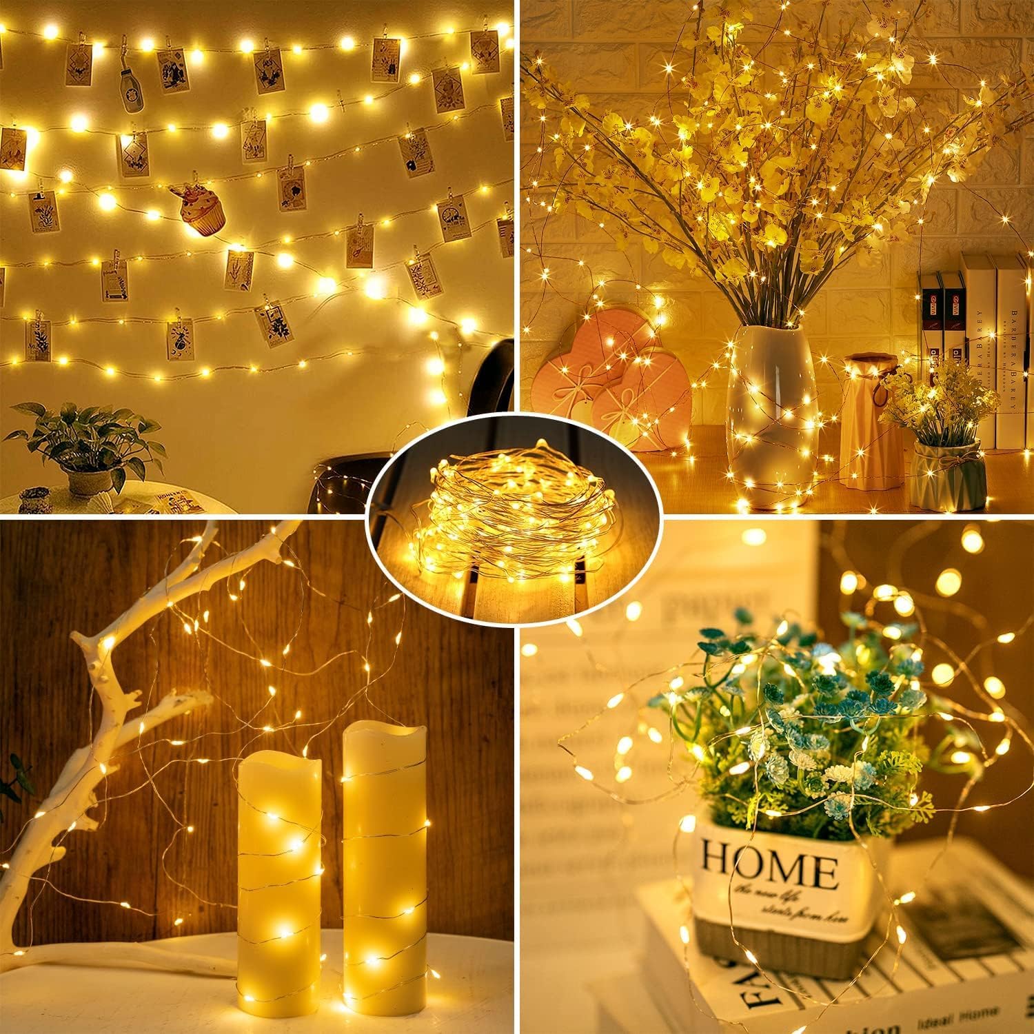 Fairy Lights Battery Operated String Lights - 12 Pack 7ft 20 LED Silver Wire Firefly Lights for Mason Jars DIY Picture Walls Shelves Arts Crafts Trees Branches Bedroom Wedding Party Decor(Warm White)