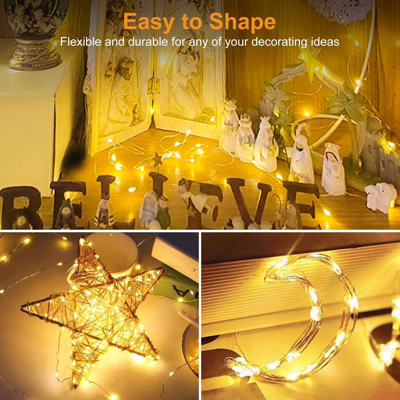 btfarm 30 Pack Fairy Lights Battery Operated [3 Modes], 7ft 20 Led Twinkle Lights String Lights Waterproof Bulk Small Mini Silver Wire for Mason jars Vases Wedding Table Centerpiece, Warm White