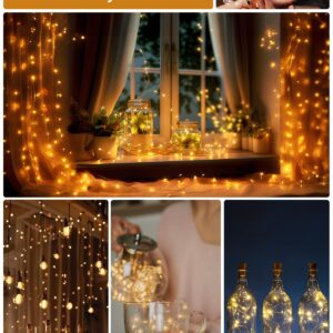 Fibevon Fairy Lights Battery Operated, 12-Pack 7.2ft w/20 LED Mini Lights Waterproof String Lights for Mason Jar/Centerpiece Table/Bedroom/Wedding/Valentines/Christmas/Outdoors/Indoor Decoration