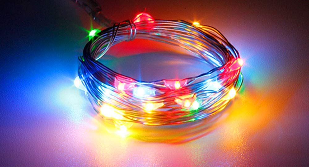 Pack of 3 Sets LED Starry String Lights with 10 Micro LEDs on 3.3ft(1m) Copper Wire, Fairy Lights Battery Powered by 2x CR2032(Incl), for Wedding or Christmas Party Table Decorations (multicolor 1M)