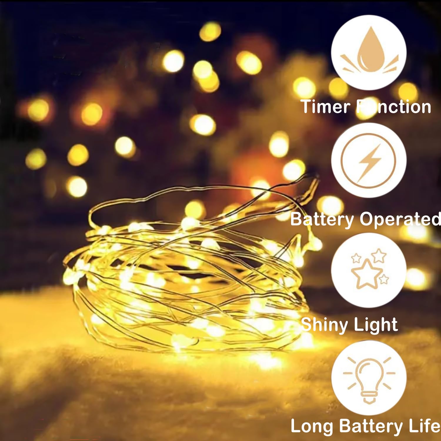 4 Pack LED Fairy Lights Battery Operated with Timer,3M 30 LED Firefly Lights Copper Wire Mini Twinkle String Lights,for Bedroom,Christmas,Wedding Decorations,Warm White