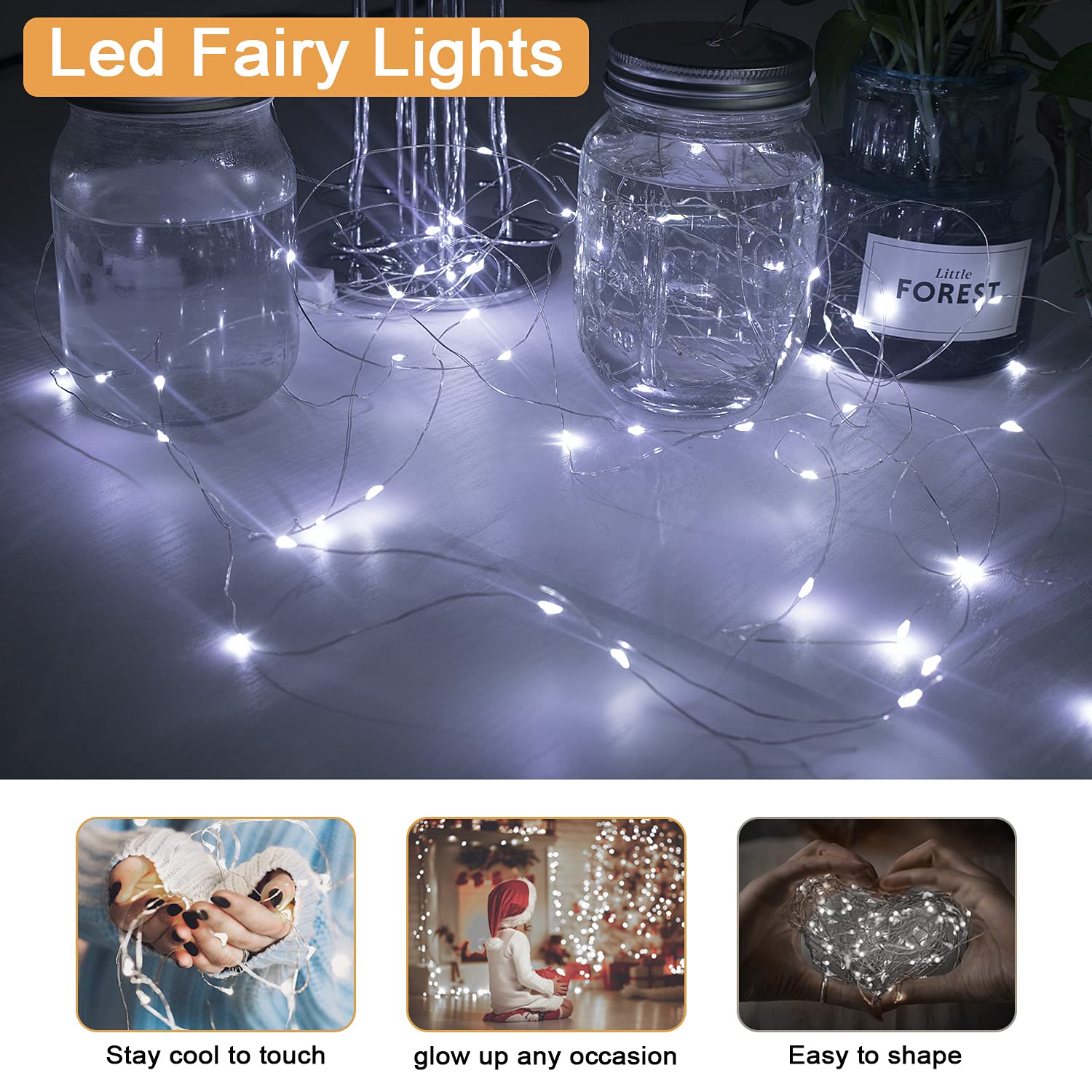 12 Pack White Fairy Lights Battery Operated, 3 Speed Modes, Extra 12 Batteries for Replacement, 7Ft 20 LED Mini String Lights, Waterproof Silver Wire, Twinkle Firefly Lights for Christmas Decorations