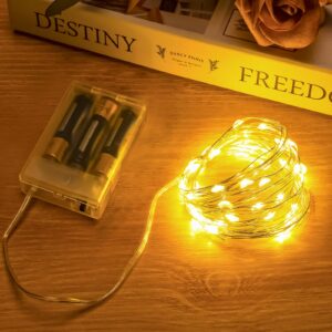 fairy lights battery operated 1 pack 16ft 50 led mini battery powered string lights twinkle lights mason jar lights waterproof firefly lights diy party，wedding，christmas，decoration（warm white）