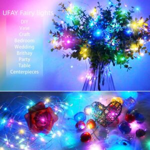 UFAY 15Pack Fairy Lights Battery Operated, 10ft 30 LED Starry String Lights, Waterproof Mini Silver Wire Firefly Lights for Mason Jar DIY, Wedding Christmas Decor (Multicolor)