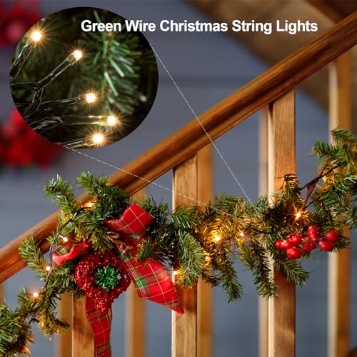 echosari [2 Pack] Battery Operated Christmas Lights 16ft Green Wire 50 LED Fairy String Light with Remote, Timer, 8 Modes, Dimmable for Indoor Outdoor Xmas Tree Wedding Party Decoration (Warm White)