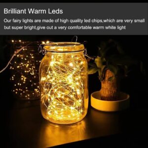 LEDIKON 20 Pack Fairy Lights Battery Operated String Lights-7.2ft 20 LED Silver Wire Warm White Firefly Mini Lights for Wedding,Party,DIY Crafts,Mason Jars,Centerpieces Table Decorations