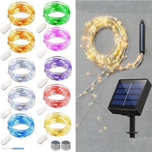 ANGMLN 10 Pack 9.8' 30 LED Battery Operated Fairy Lights Mini Copper Wire Firefly String Lights for DIY Home Solar Waterfall Fairy Bunch Lights Outdoor Waterproof